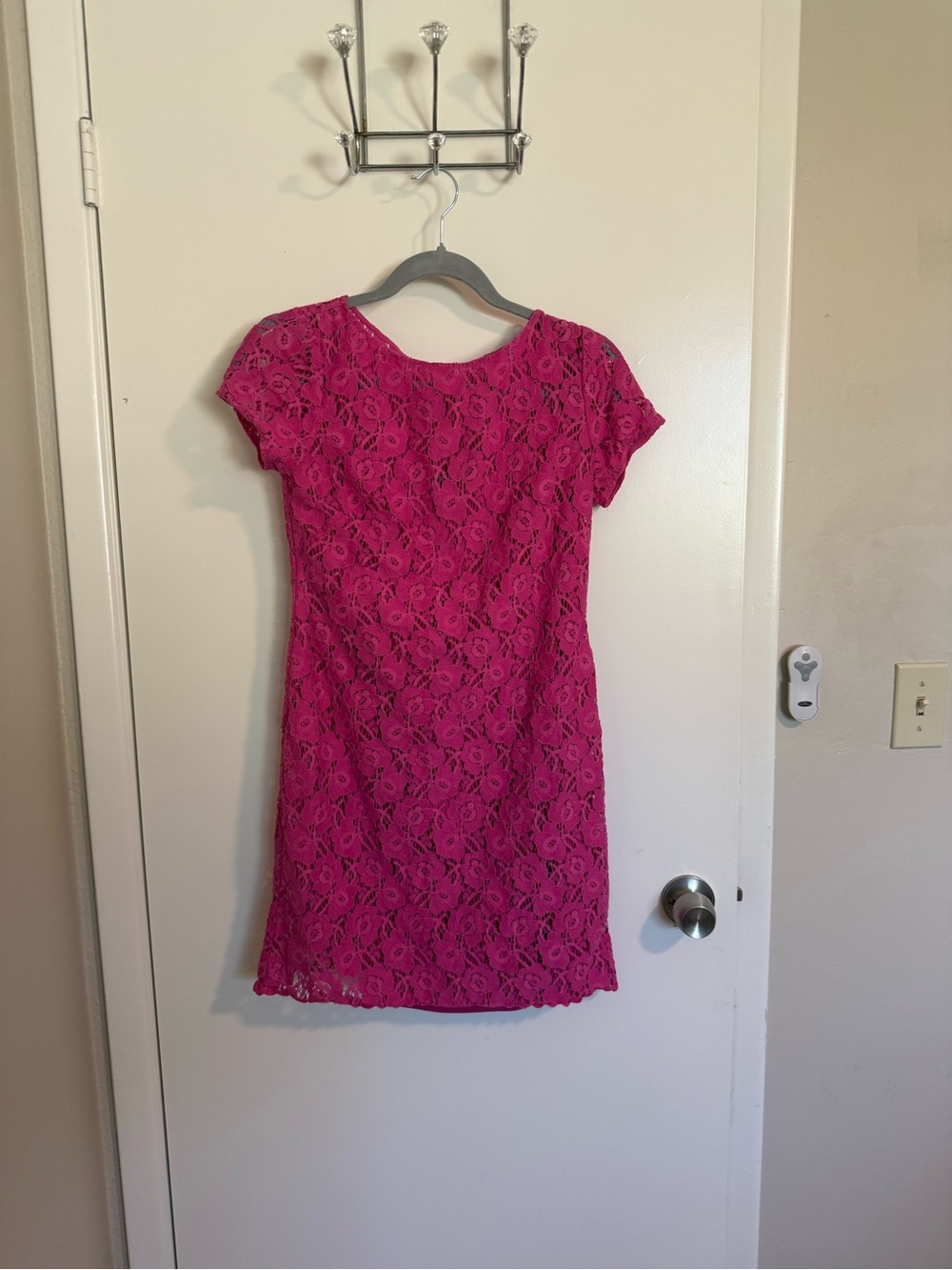 Jessica Howard Fuchsia Lace Short Sleeve Mini Dress